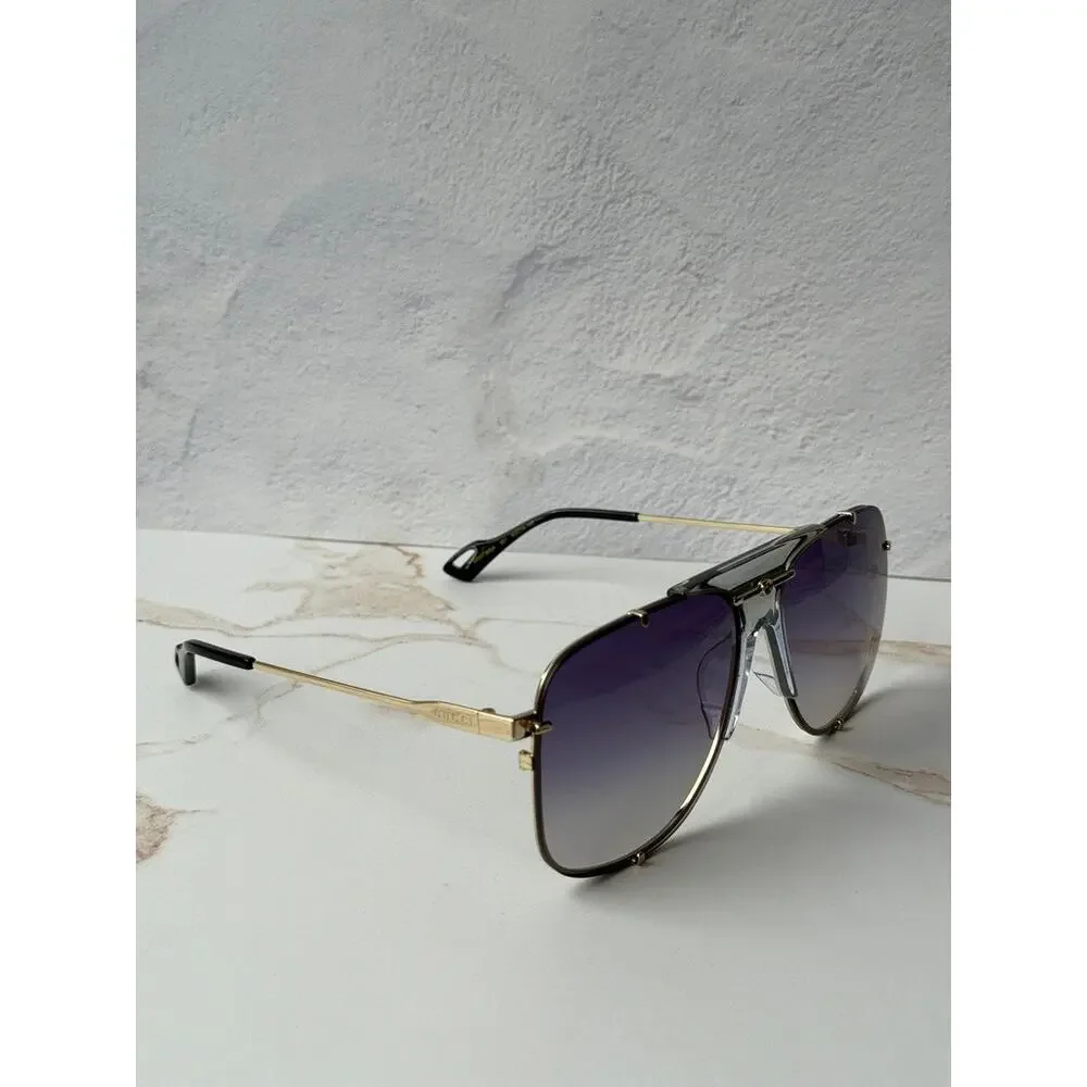 NEW Gucci GG0739SA Grey Oversized Aviator Unisex Sunglasses